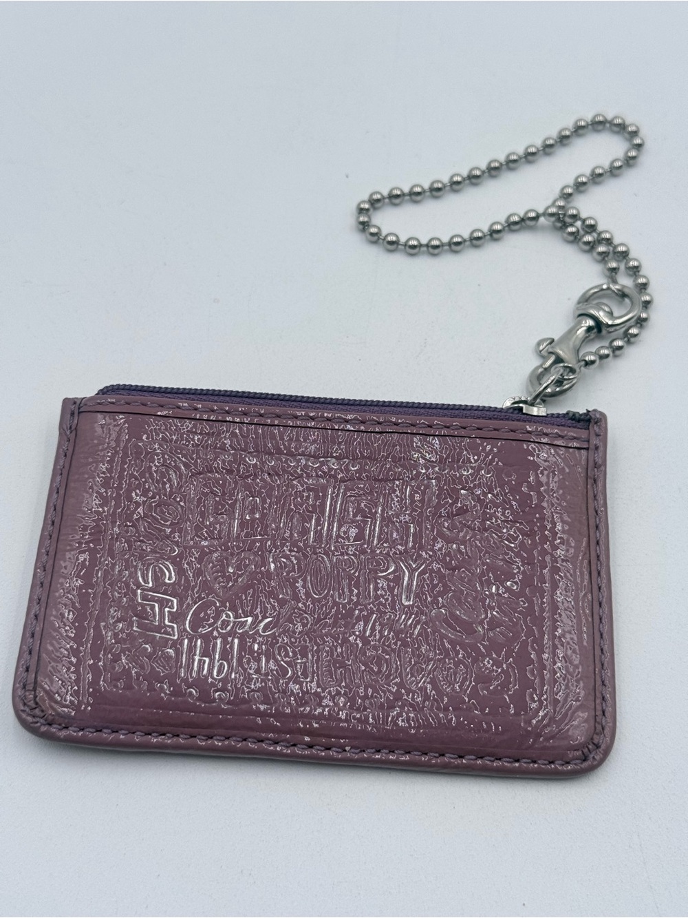 Coach Poppy Purple Embossed Wristlet Zip Wallet